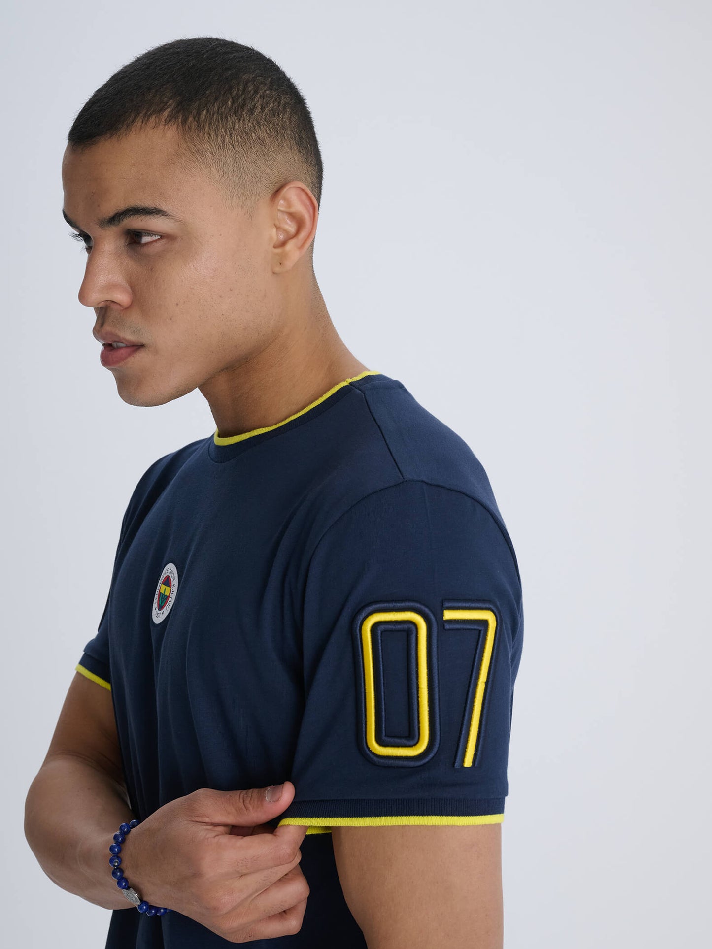 Fenerbahçe Lacivert Tribün Triko Bant Detaylı Erkek Tshirt