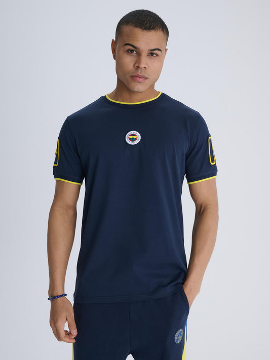 Fenerbahçe Lacivert Tribün Triko Bant Detaylı Erkek Tshirt