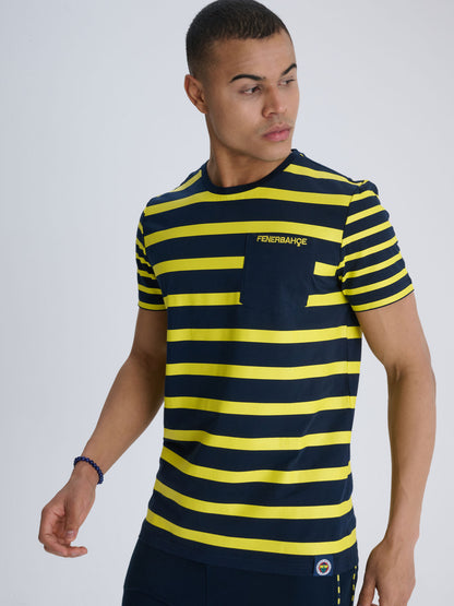 Fenerbahçe Sarı Lacivert Tribün Çizgili Erkek Tshirt