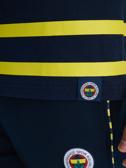 Fenerbahçe Sarı Lacivert Tribün Çizgili Erkek Tshirt