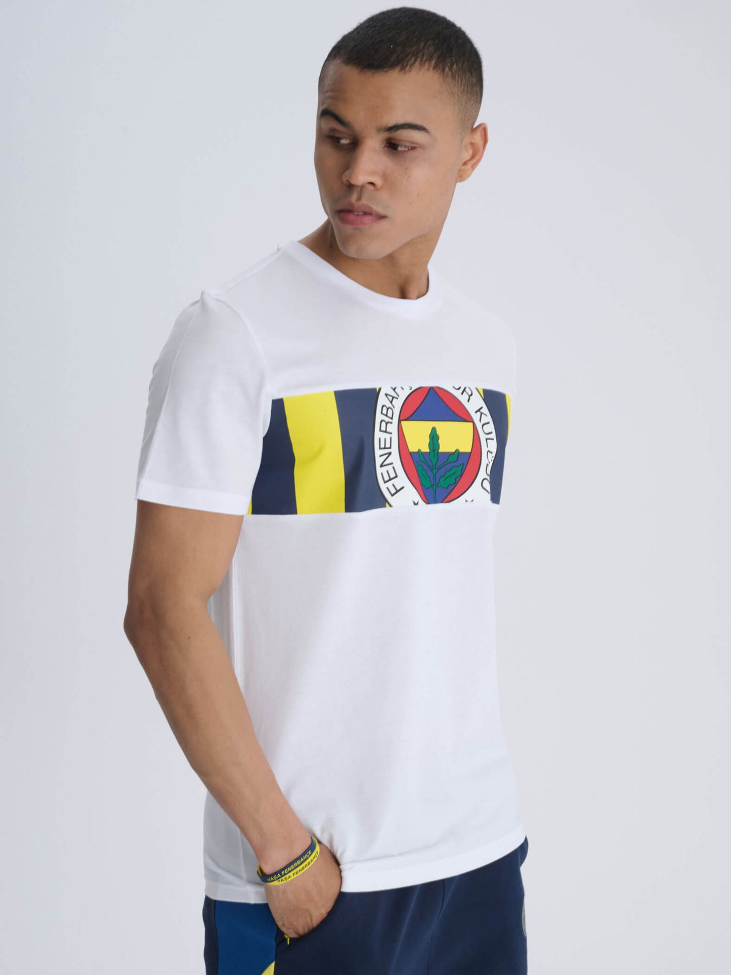 Fenerbahçe Beyaz Tribün 12 Çubuklu Erkek Tshirt