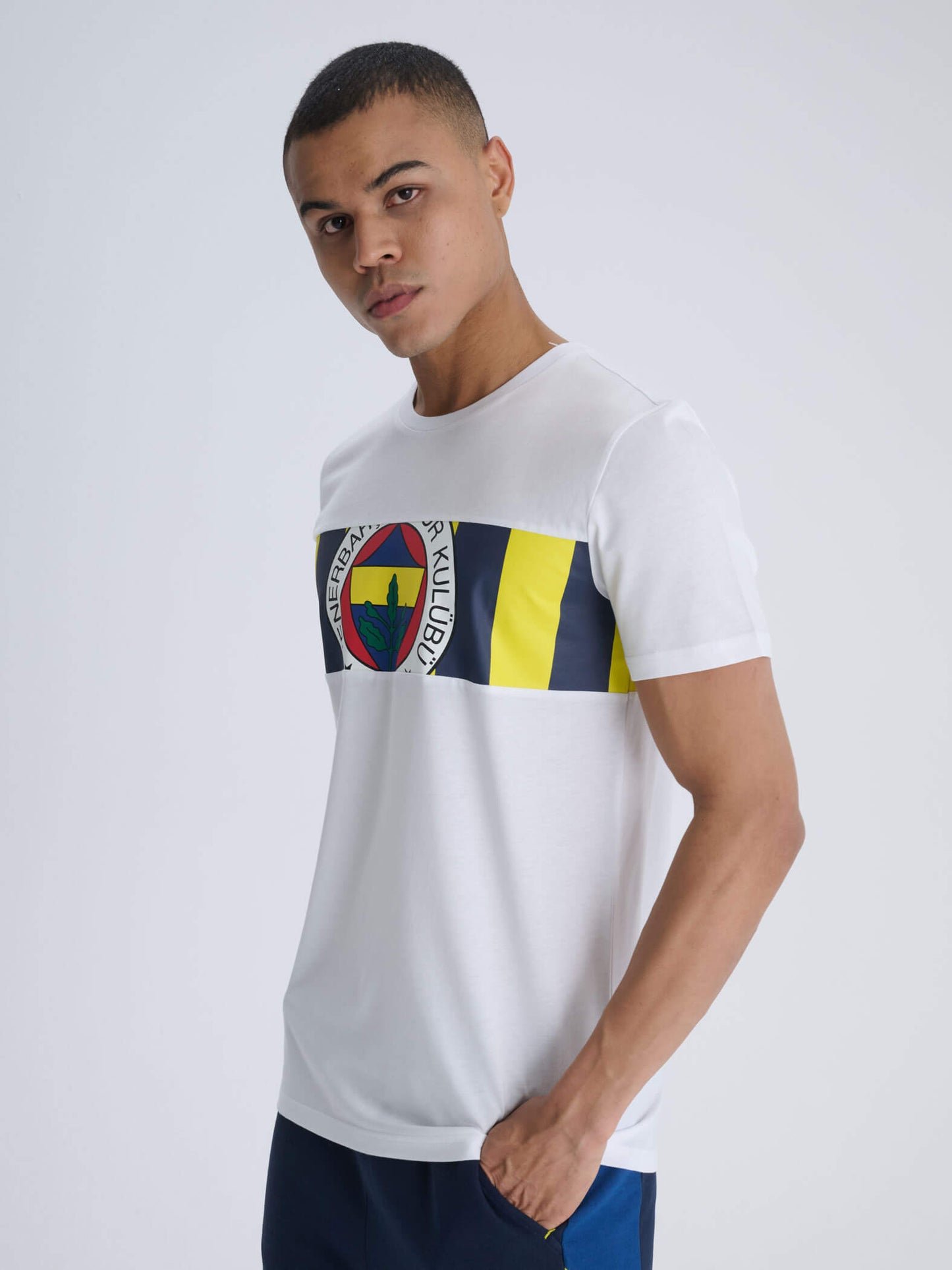 Fenerbahçe Beyaz Tribün 12 Çubuklu Erkek Tshirt
