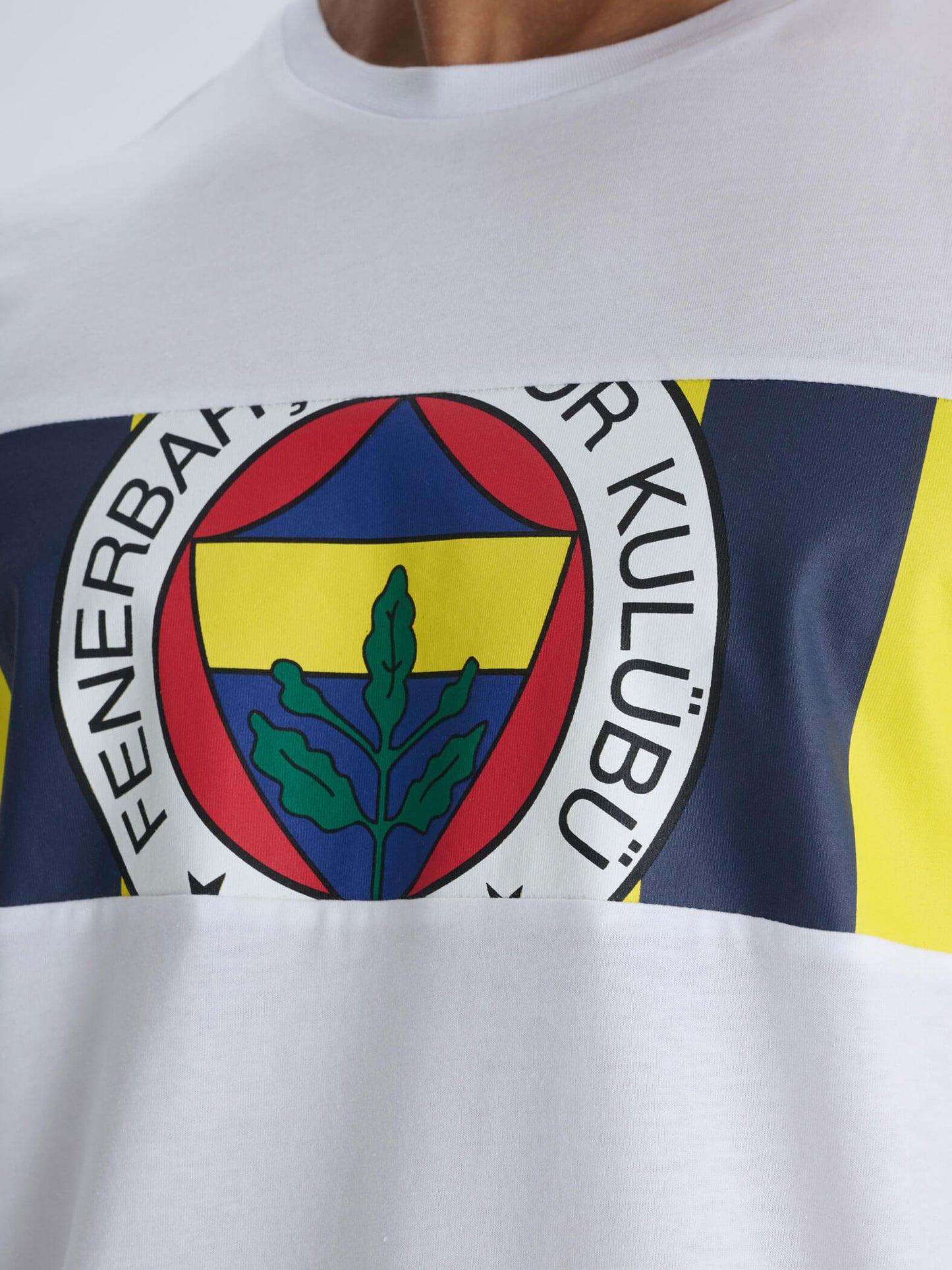 Fenerbahçe Beyaz Tribün 12 Çubuklu Erkek Tshirt
