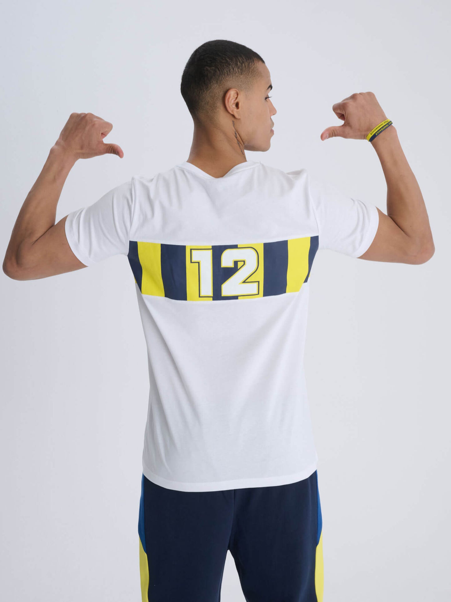 Fenerbahçe Beyaz Tribün 12 Çubuklu Erkek Tshirt