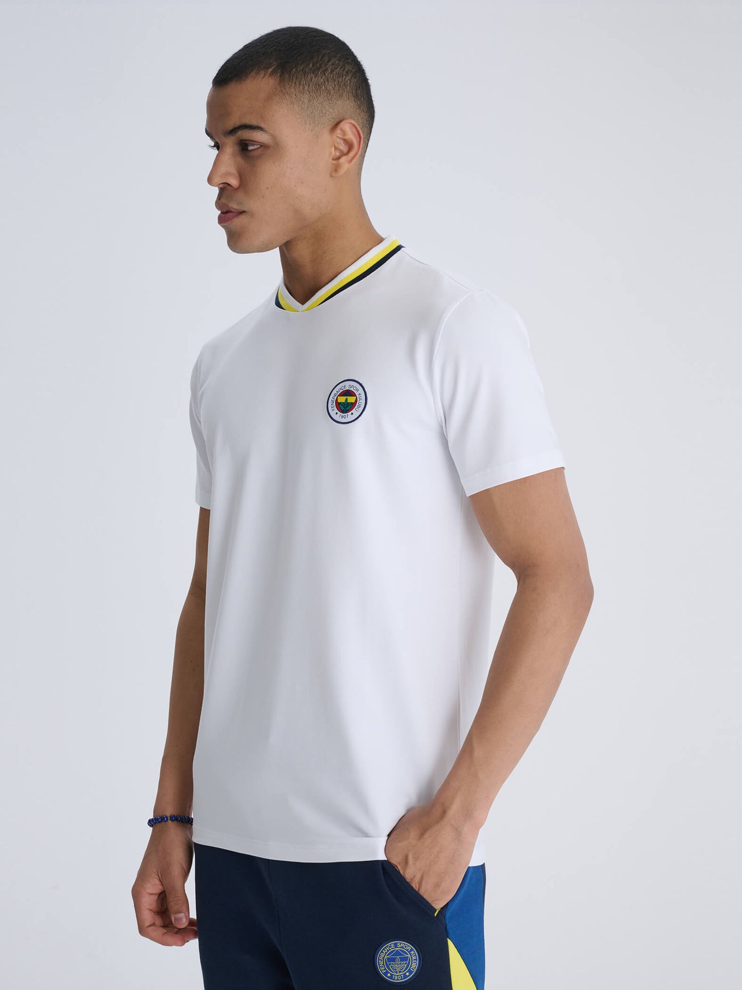 Fenerbahçe Beyaz Tribün Triko Yaka Erkek Tshirt