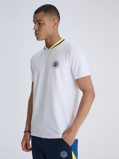 Fenerbahçe Beyaz Tribün Triko Yaka Erkek Tshirt