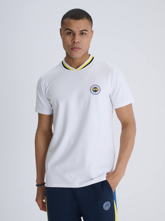 Fenerbahçe Beyaz Tribün Triko Yaka Erkek Tshirt