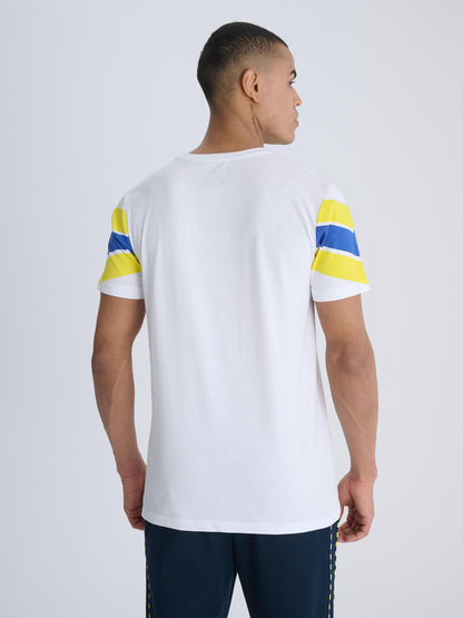 Fenerbahçe Beyaz Tribün Sarı Lacivert Zigzaglı Erkek Tshirt