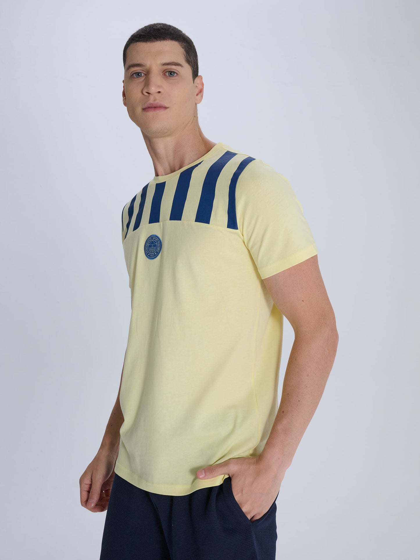 Fenerbahçe Sarı Tribün Çubuk Bloklu Erkek Tshirt