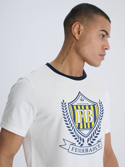 Fenerbahçe Ekru Kolej Çelenk Erkek Tshirt
