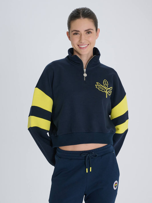 Fenerbahçe Lacivert Tribün Palamut Logolu Kadın Sweatshirt