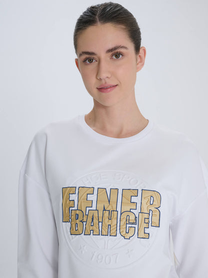 Fenerbahçe Beyaz Tribün Varak Baskılı Kadın Sweatshirt