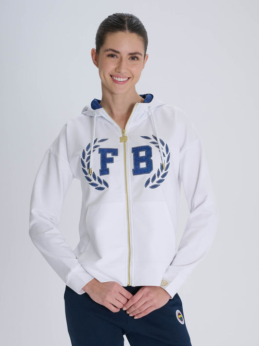 Fenerbahçe Beyaz Kadın Kolej Sweatshirt