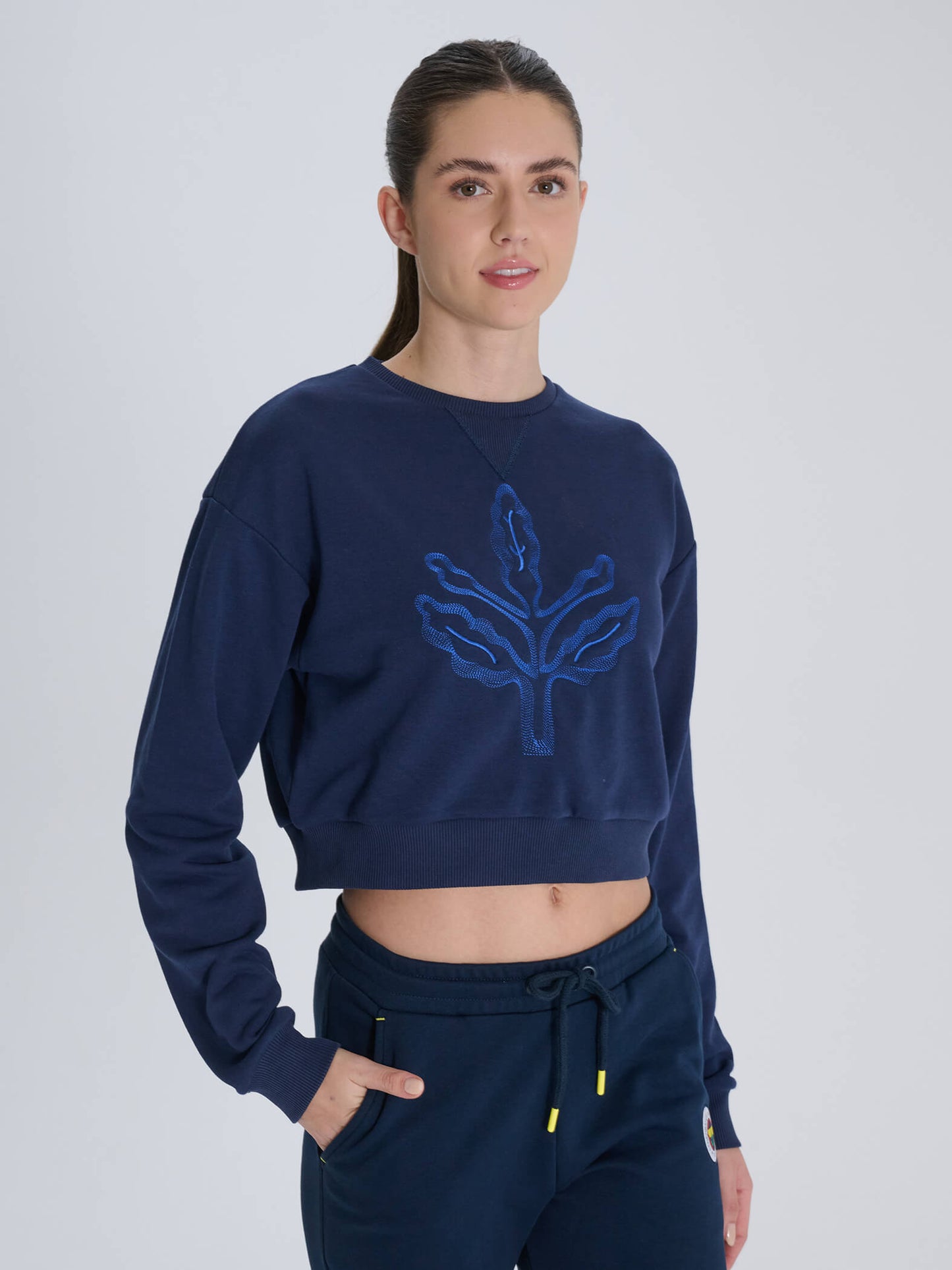 Fenerbahçe Lacivert Trend Palamut Logolu Kadın Oversize Sweatshirt