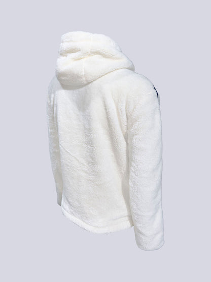 Fenerbahçe Beyaz Trend Kol Detaylı Kadın Peluş Sweatshirt