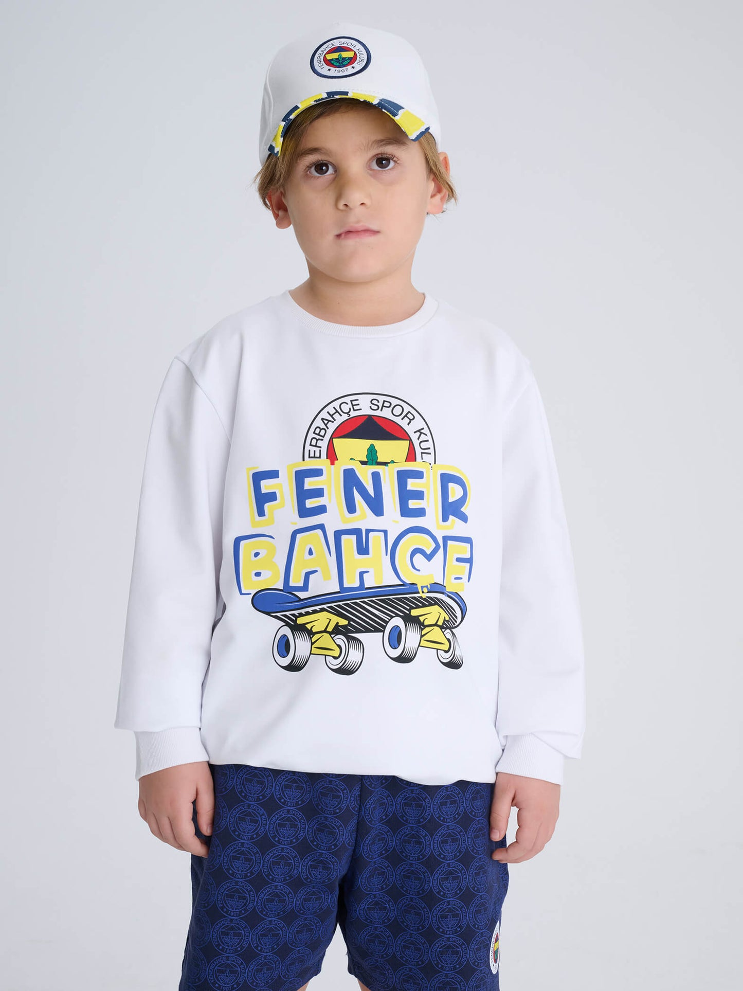 Fenerbahçe Beyaz Kaykaylı Tribün Çocuk Sweatshirt