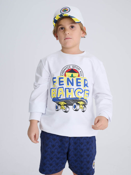 Fenerbahçe Beyaz Kaykaylı Tribün Çocuk Sweatshirt