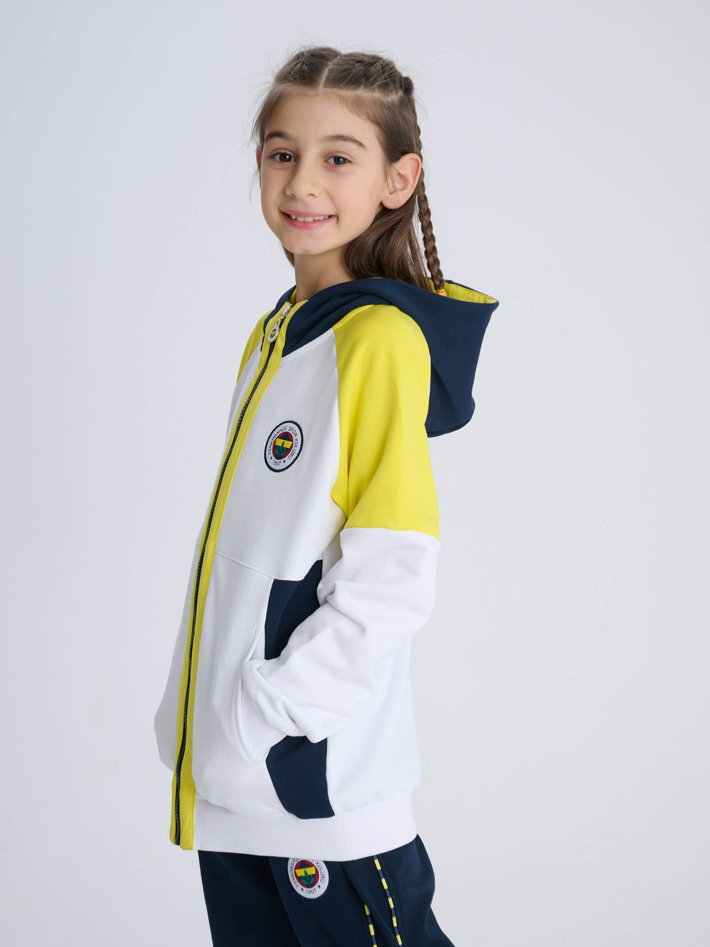 Fenerbahçe 3 Renkli Logolu Tribün Çocuk Sweatshirt