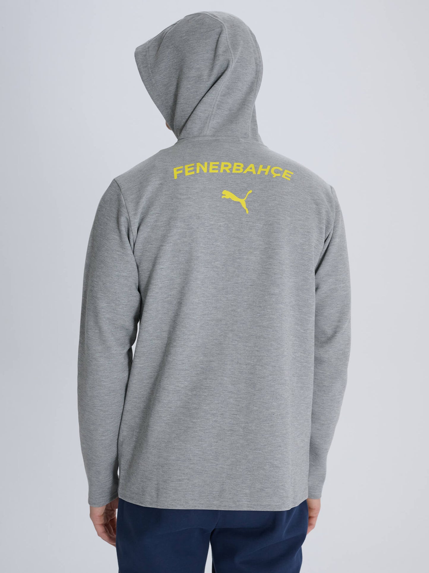 Fenerbahçe Puma Gri Melanj Kapşonlu Sweatshirt
