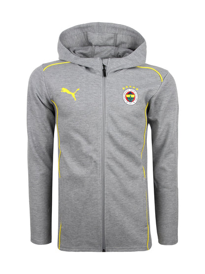 Fenerbahçe Puma Gri Melanj Kapşonlu Sweatshirt