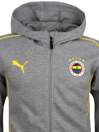 Fenerbahçe Puma Gri Melanj Kapşonlu Sweatshirt