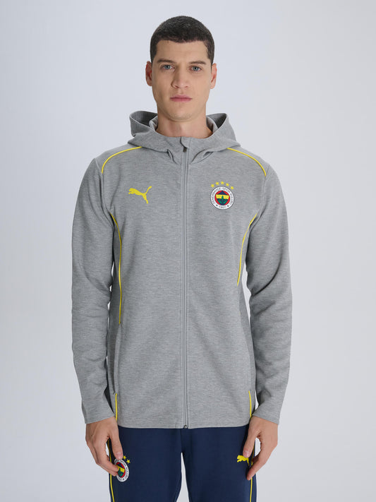 Fenerbahçe Puma Gri Melanj Kapşonlu Sweatshirt