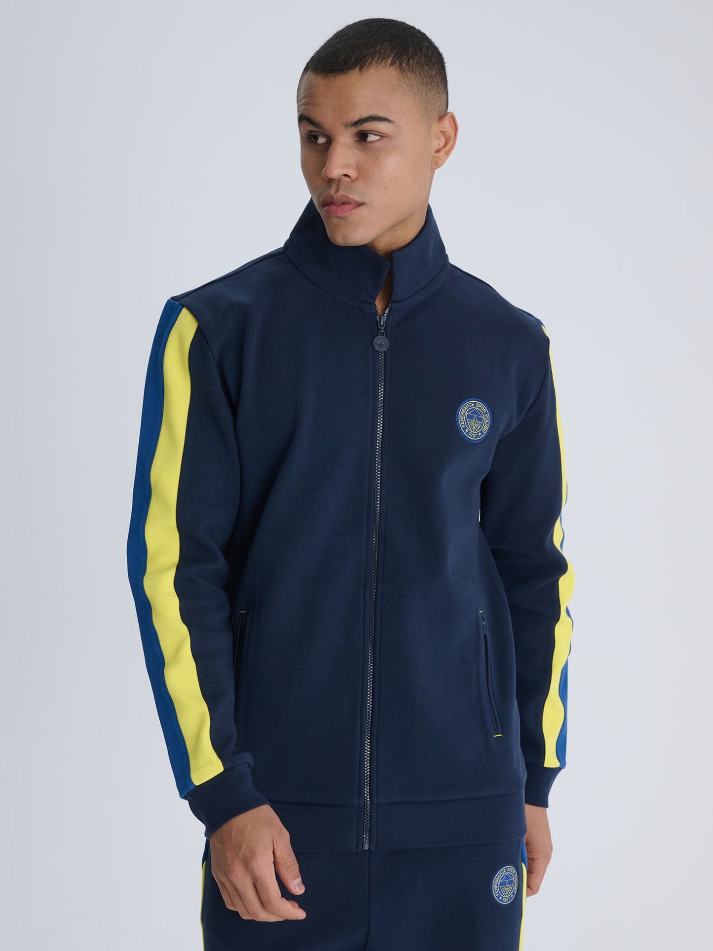 Fenerbahçe Lacivert Tribün Tek Renk Logolu Erkek Sweatshirt