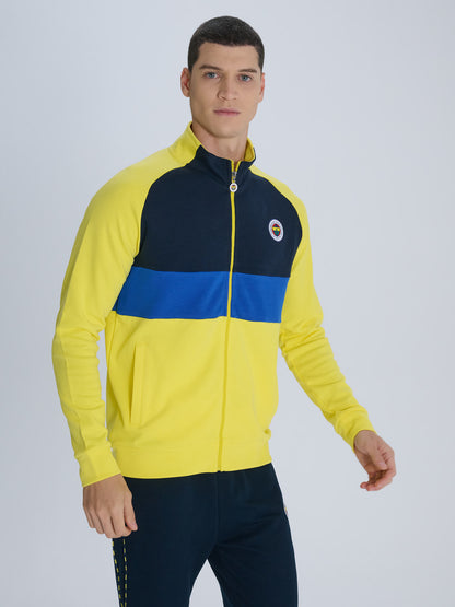 Fenerbahçe Sarı Tribün Renk Bloklu Erkek Sweatshirt