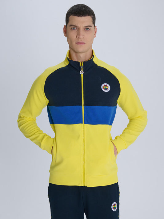 Fenerbahçe Sarı Tribün Renk Bloklu Erkek Sweatshirt