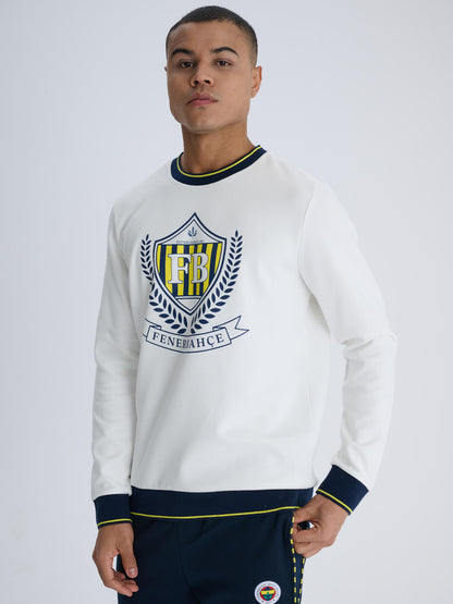 Fenerbahçe Ekru Çelenk Erkek Kolej Sweatshirt