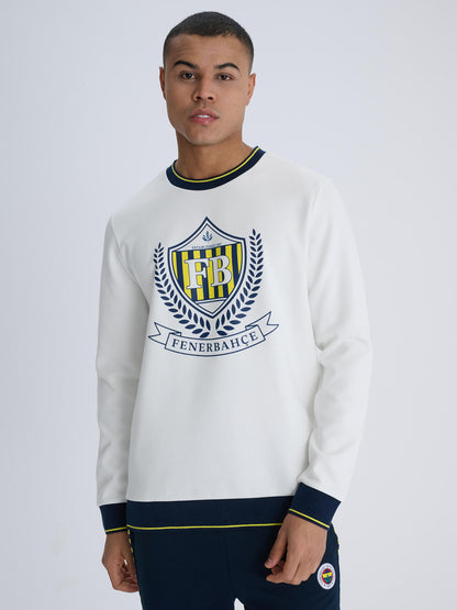 Fenerbahçe Ekru Çelenk Erkek Kolej Sweatshirt