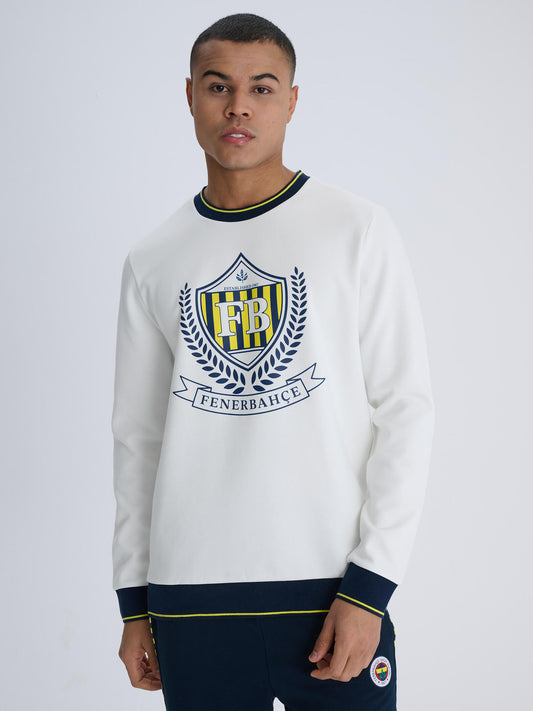 Fenerbahçe Ekru Çelenk Erkek Kolej Sweatshirt