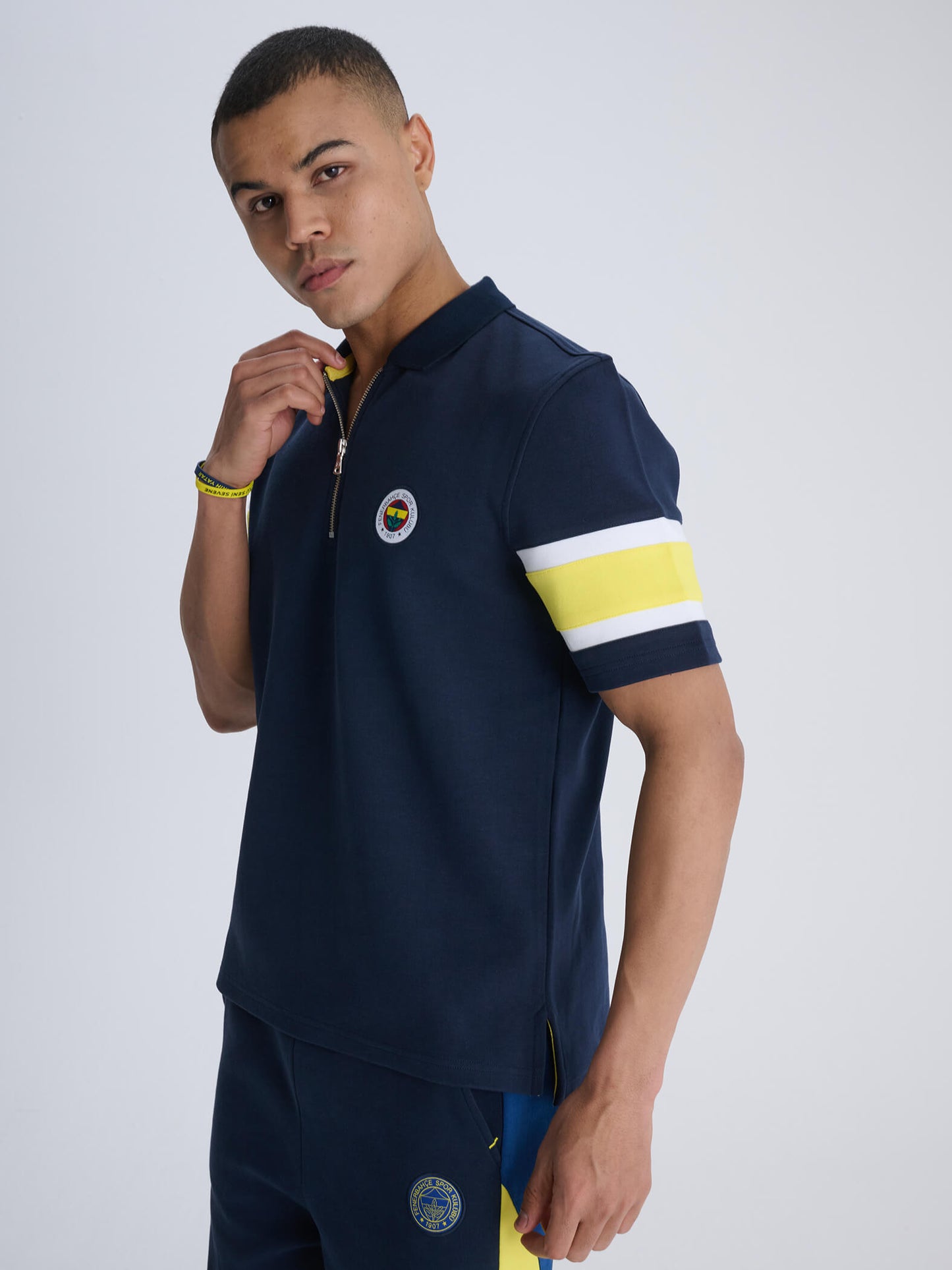 Fenerbahçe Lacivert Tribün Kol Detaylı Erkek Polo Tshirt