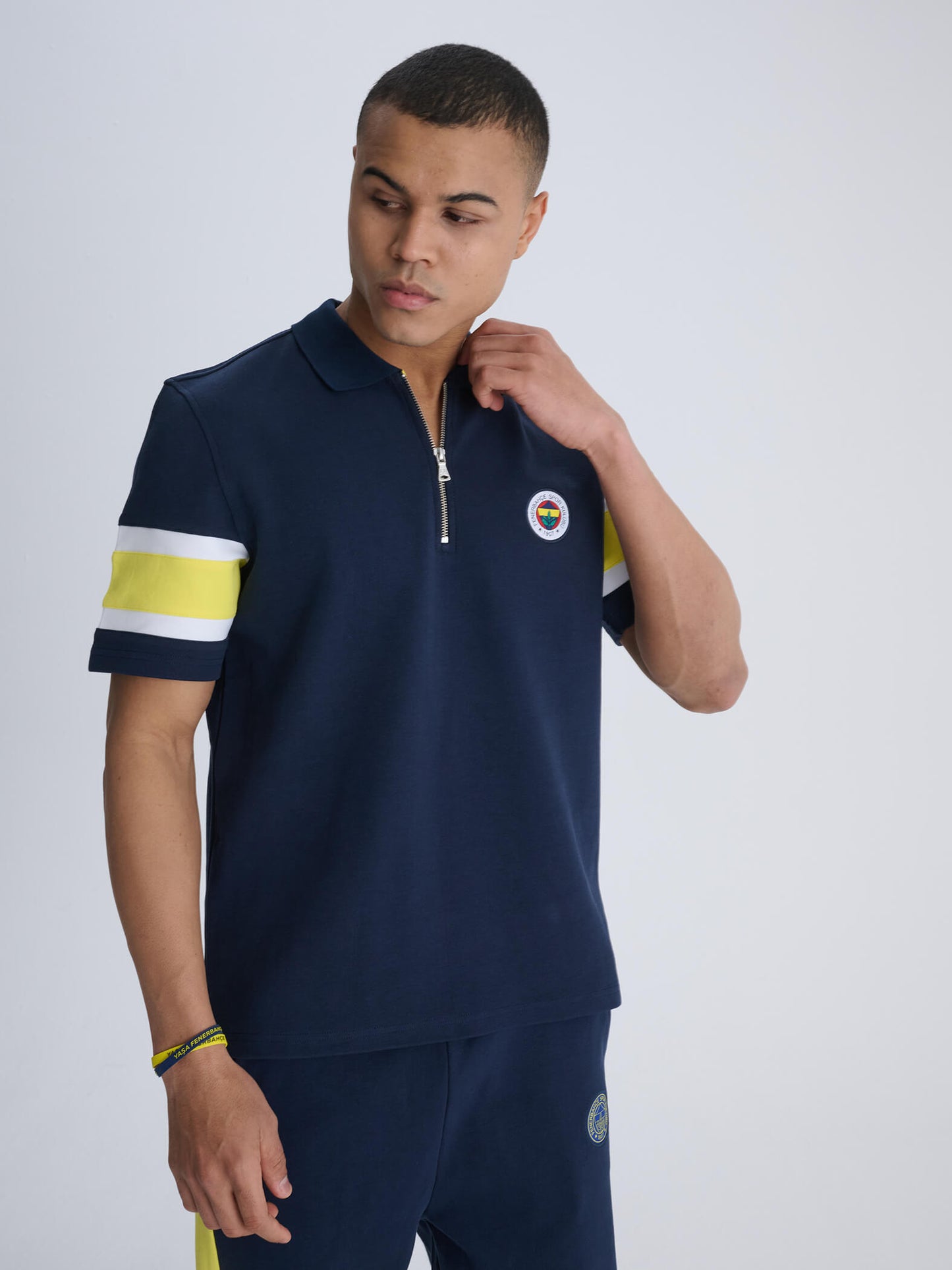 Fenerbahçe Lacivert Tribün Kol Detaylı Erkek Polo Tshirt