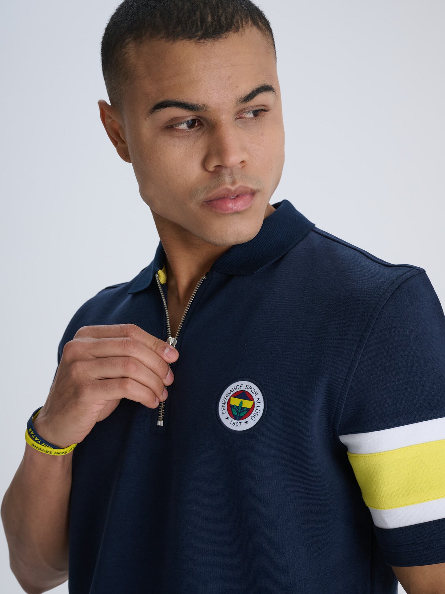 Fenerbahçe Lacivert Tribün Kol Detaylı Erkek Polo Tshirt