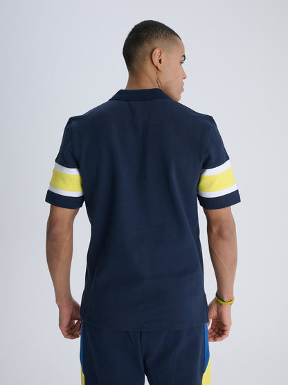 Fenerbahçe Lacivert Tribün Kol Detaylı Erkek Polo Tshirt