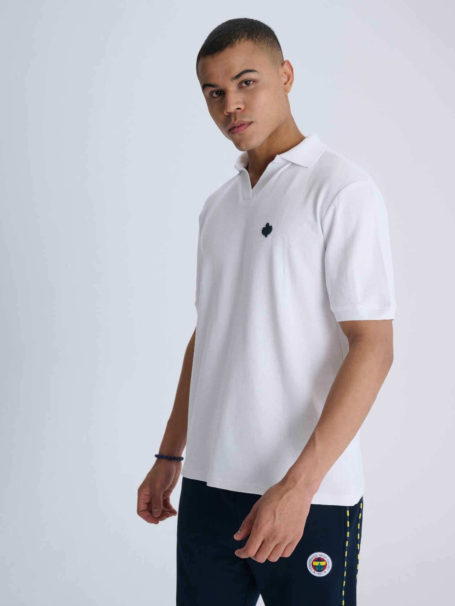 Fenerbahçe Beyaz Club Waffle Erkek Polo Tshirt