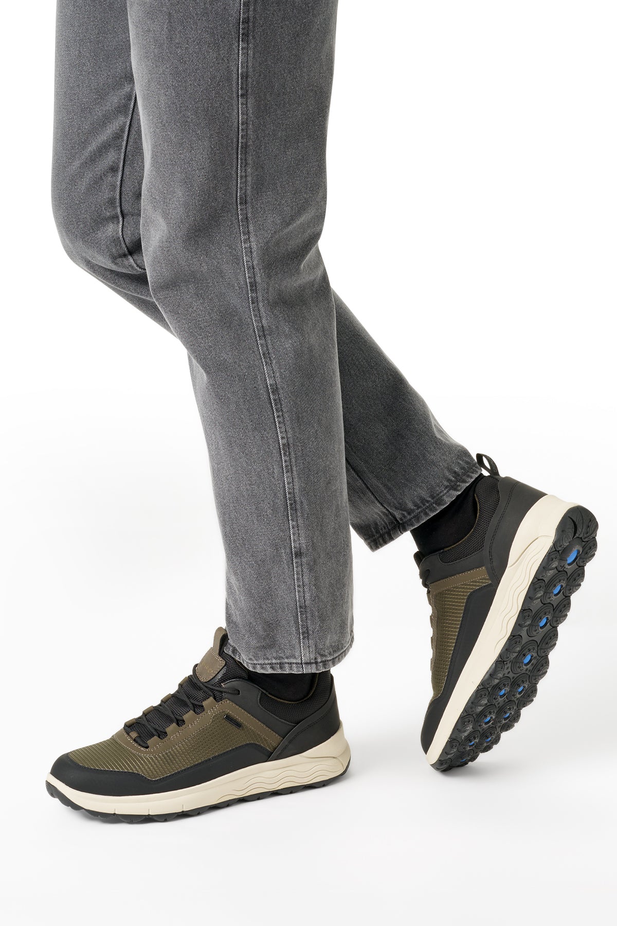 Geox Erkek Haki U Spherıca 4x4 B Abx A - Text+ Bağcıklı Kalın Tabanlı Kumaş Sneaker