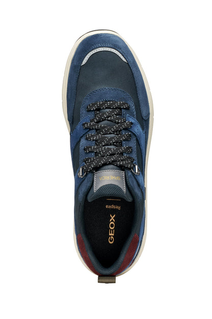 Geox Erkek Lacivert U Spherıca 4x4 B Abx C - Suede Bağcıklı Kalın Tabanlı Kumaş Sneaker