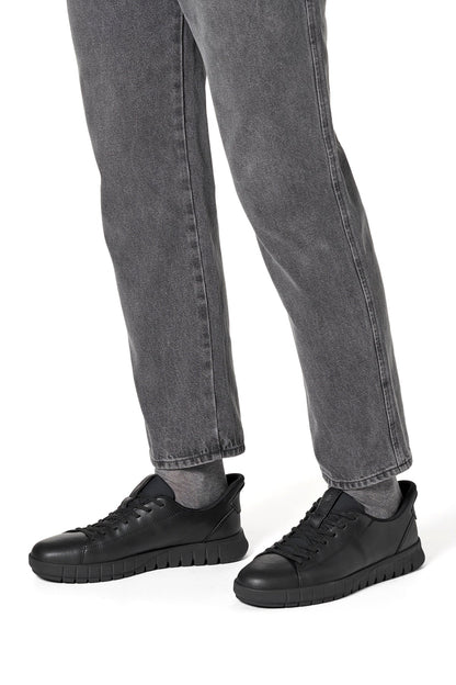 Geox Erkek Siyah U Flextrıde Plus Bağcıklı Deri Sneaker