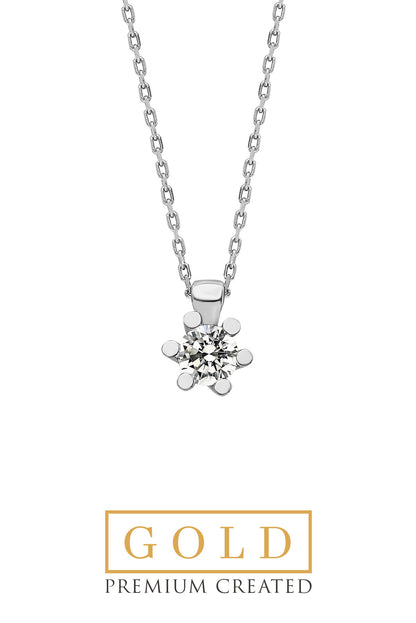 Beyaz Altın Sertifikalı Premium Created Taşlı Tektaş Kolye Ww02260130143