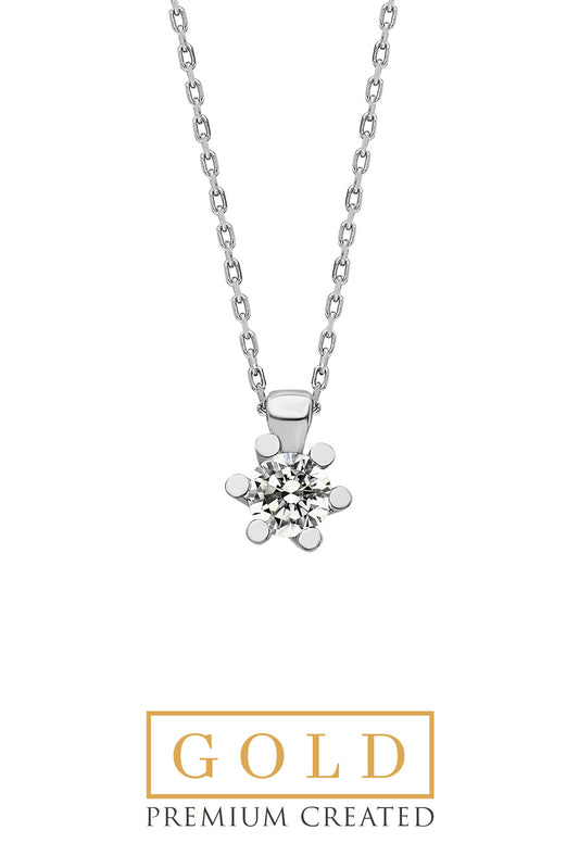 Beyaz Altın Sertifikalı Premium Created Taşlı Tektaş Kolye Ww02260130143