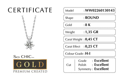 Beyaz Altın Sertifikalı Premium Created Taşlı Tektaş Kolye Ww02260130143