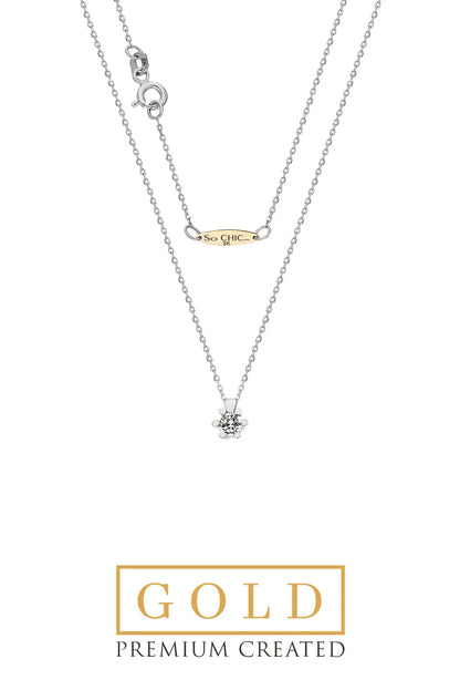 Beyaz Altın Sertifikalı Premium Created Taşlı Tektaş Kolye Ww02260130143