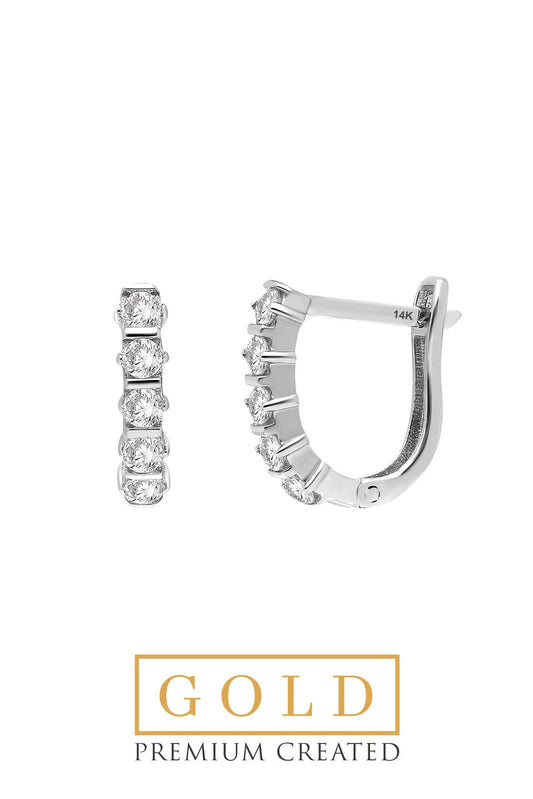 Beyaz Altın Sertifikalı Premium Created Taşlı Yarım Halka Küpe Ww02300150199