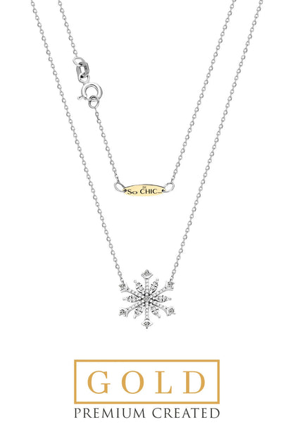 Beyaz Altın Sertifikalı Premium Created Kar Tanesi Kolye Ww02550210142