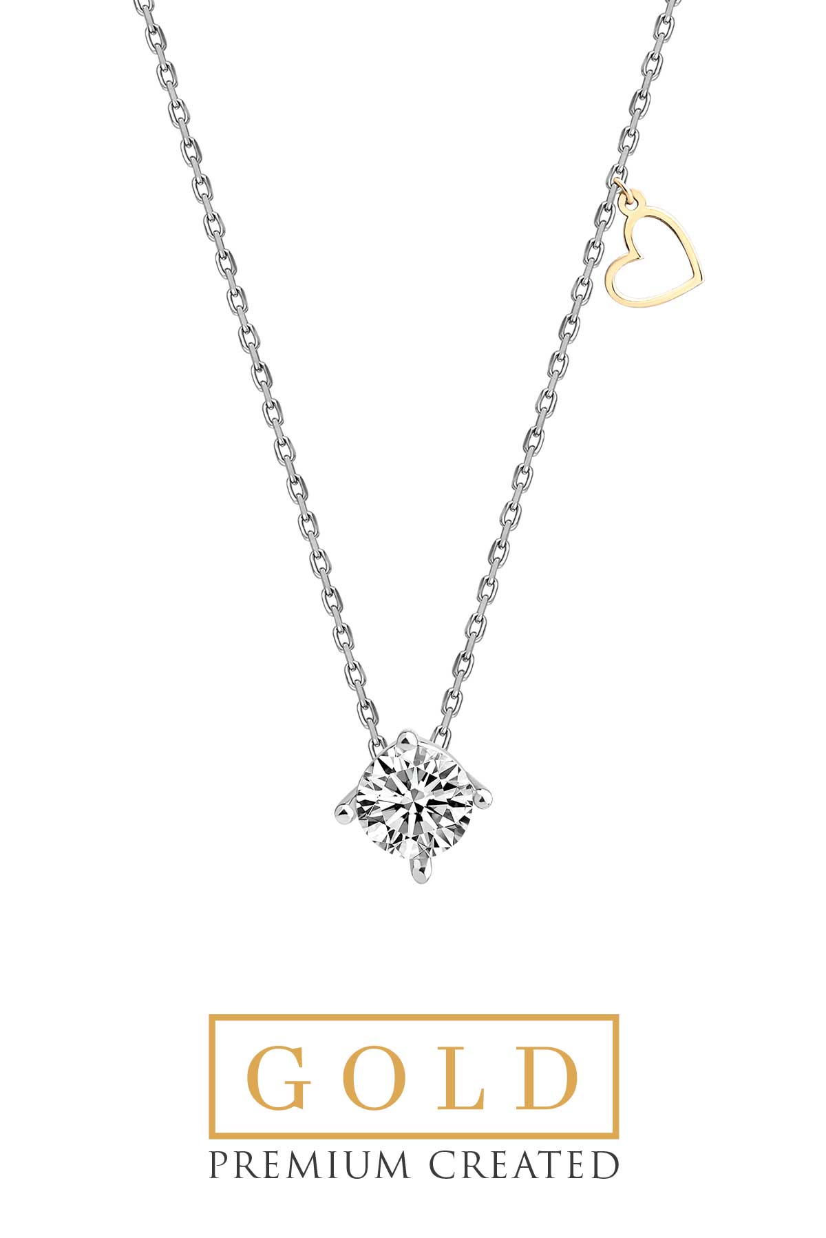 Beyaz Altın Sertifikalı Premium Created Tektaş Kolye Ww05410120199