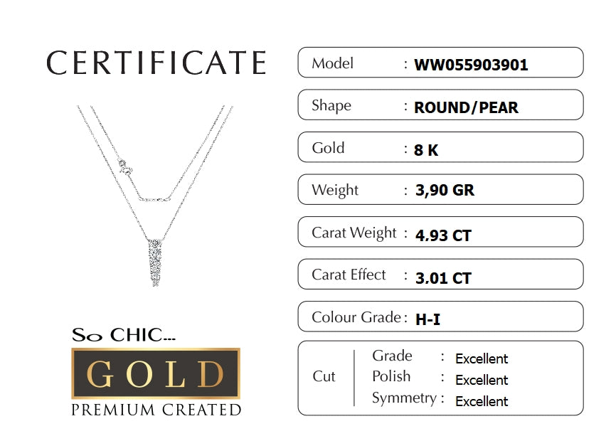 Beyaz Altın Sertifikalı Premium Created Taşlı Kolye Ww05590390142