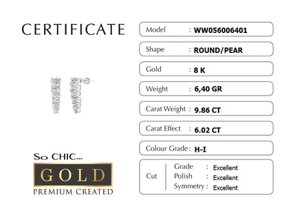 Beyaz Altın Sertifikalı Premium Created Taşlı Sallantılı Küpe Ww05600640199