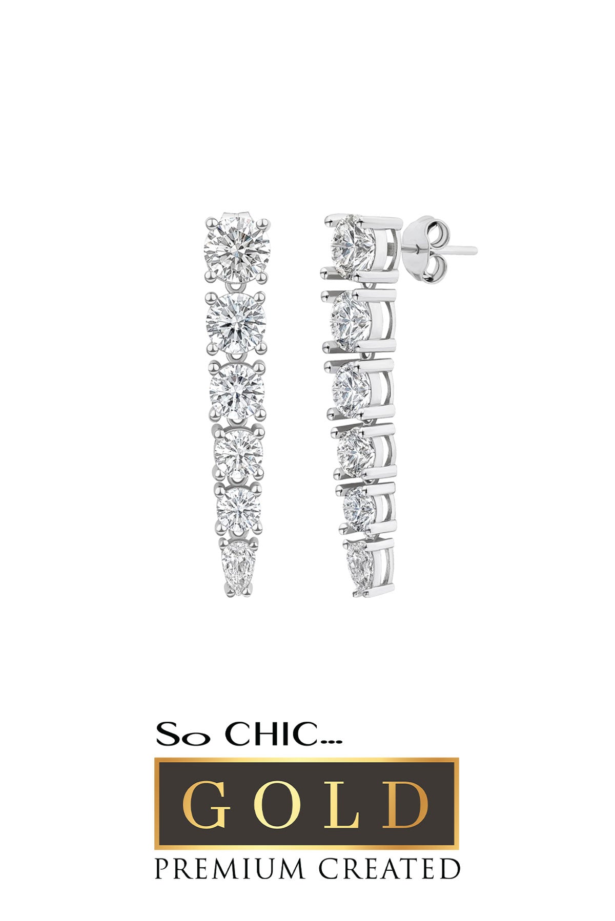 Beyaz Altın Sertifikalı Premium Created Taşlı Sallantılı Küpe Ww05600640199